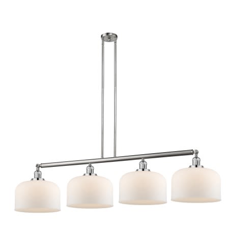 A large image of the Innovations Lighting 214 X-Large Bell Brushed Satin Nickel / Matte White