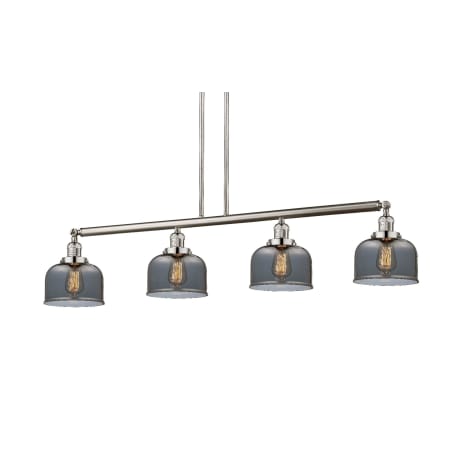 A large image of the Innovations Lighting 214-S Large Bell Brushed Satin Nickel / Plated Smoked