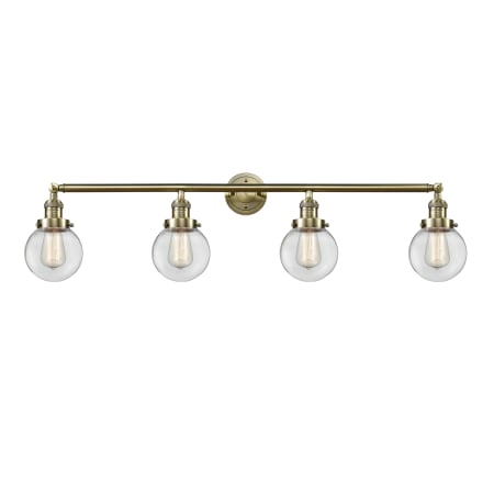 A large image of the Innovations Lighting 215-12-42 Beacon Vanity Antique Brass / Clear