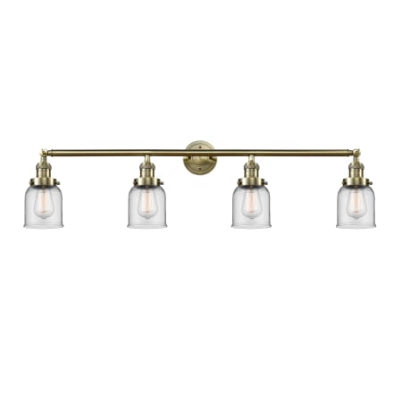 A large image of the Innovations Lighting 215-10-42 Bell Vanity Antique Brass / Clear