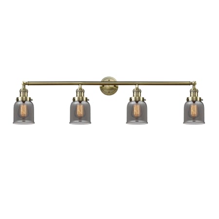 A large image of the Innovations Lighting 215-10-42 Bell Vanity Antique Brass / Plated Smoke