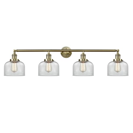 A large image of the Innovations Lighting 215-10-44 Bell Vanity Antique Brass / Clear