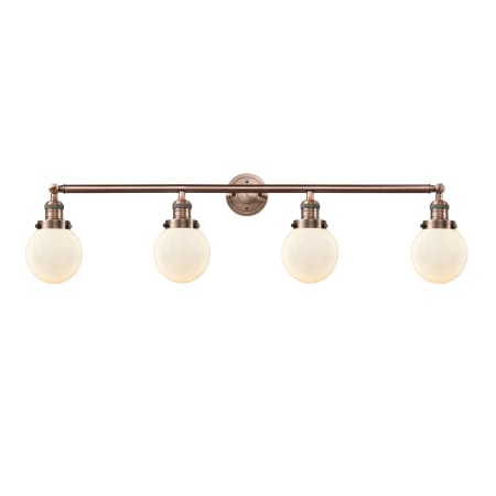 A large image of the Innovations Lighting 215-S-6 Beacon Antique Copper / Matte White Cased