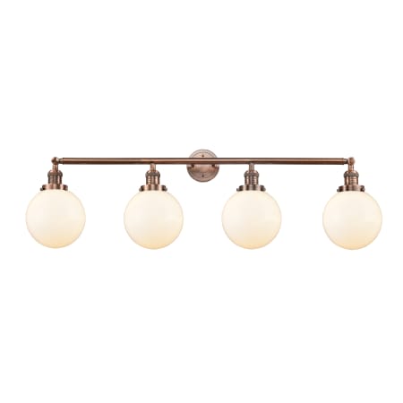 A large image of the Innovations Lighting 215-S-8 Beacon Antique Copper / Matte White Cased