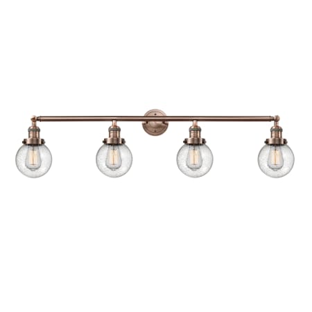 A large image of the Innovations Lighting 215-S-6 Beacon Antique Copper / Seedy