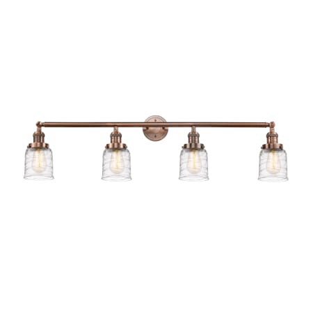 A large image of the Innovations Lighting 215-10-42 Bell Vanity Antique Copper / Deco Swirl