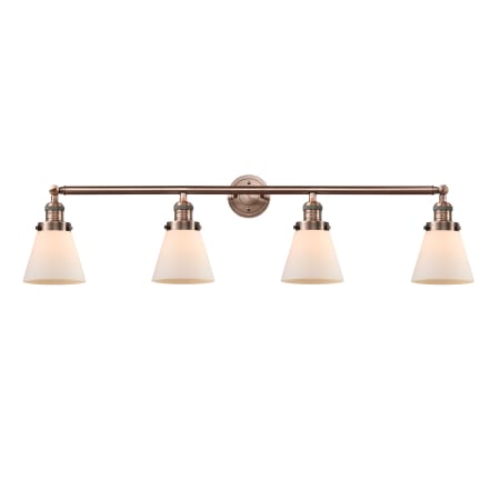 A large image of the Innovations Lighting 215-S Small Cone Antique Copper / Matte White Cased