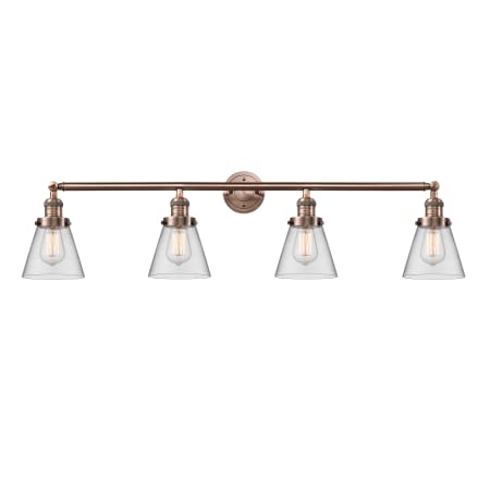 A large image of the Innovations Lighting 215-S Small Cone Antique Copper / Clear