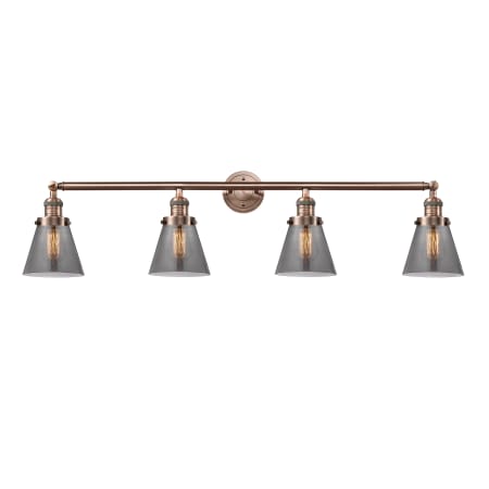 A large image of the Innovations Lighting 215-S Small Cone Antique Copper / Smoked