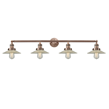 A large image of the Innovations Lighting 215-S Halophane Antique Copper / Flat