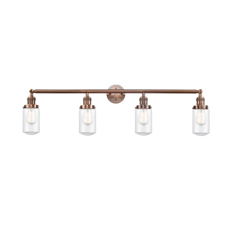 A large image of the Innovations Lighting 215 Dover Antique Copper / Clear