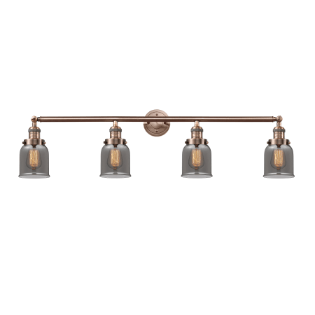 A large image of the Innovations Lighting 215-S Small Bell Antique Copper / Plated Smoked