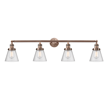 A large image of the Innovations Lighting 215-S Small Cone Antique Copper / Seedy