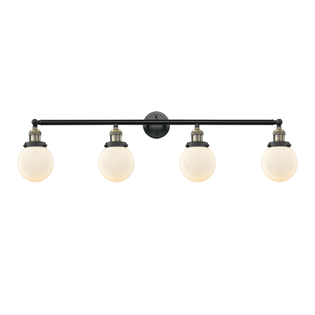 A large image of the Innovations Lighting 215-S-6 Beacon Black Antique Brass / Matte White