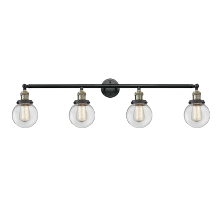 A large image of the Innovations Lighting 215-S-6 Beacon Black Antique Brass / Clear