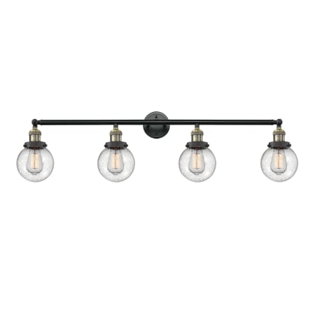 A large image of the Innovations Lighting 215-S-6 Beacon Black Antique Brass / Seedy