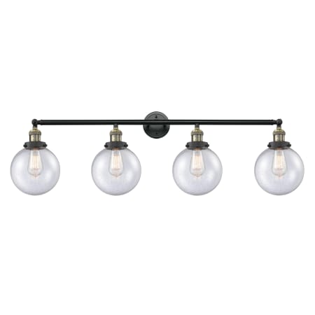 A large image of the Innovations Lighting 215-S-8 Beacon Black Antique Brass / Seedy