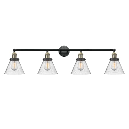 A large image of the Innovations Lighting 215-S Large Cone Black Antique Brass / Seedy