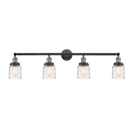 A large image of the Innovations Lighting 215-10-42 Bell Vanity Black Antique Brass / Deco Swirl