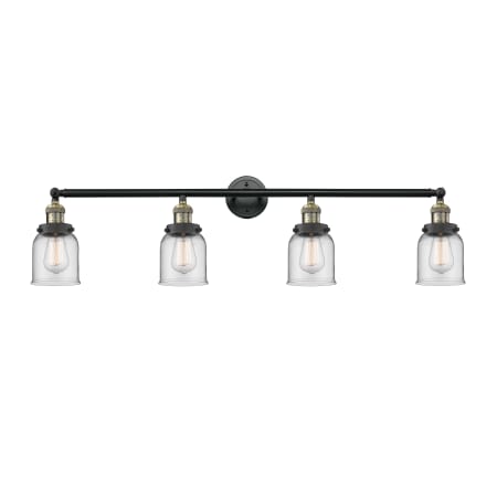 A large image of the Innovations Lighting 215-S Small Bell Black Antique Brass / Clear