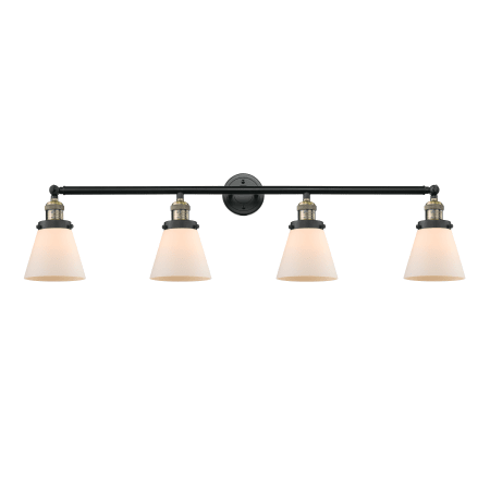 A large image of the Innovations Lighting 215-S Small Cone Black Antique Brass / Matte White