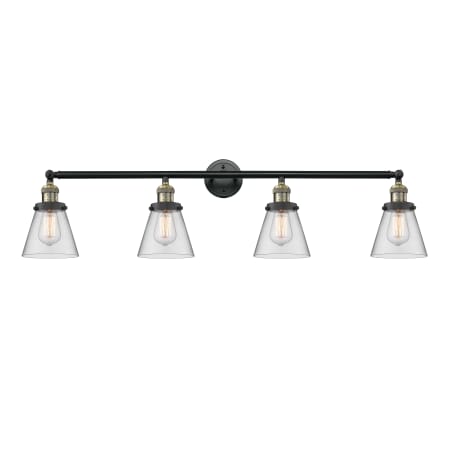 A large image of the Innovations Lighting 215-S Small Cone Black Antique Brass / Clear