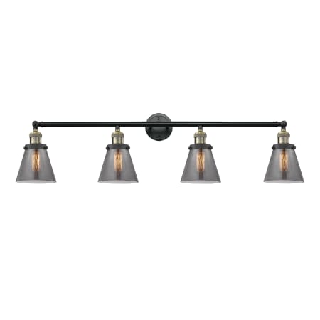 A large image of the Innovations Lighting 215-S Small Cone Black Antique Brass / Smoked