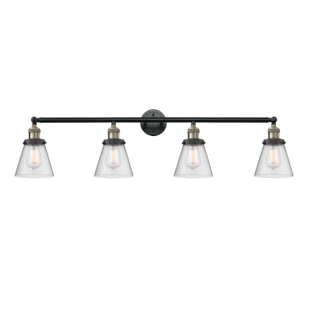 A large image of the Innovations Lighting 215-S Small Cone Black Antique Brass / Seedy