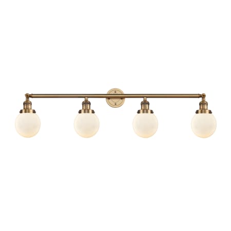 A large image of the Innovations Lighting 215-12-42 Beacon Vanity Brushed Brass / Matte White