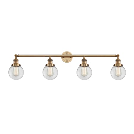 A large image of the Innovations Lighting 215-12-42 Beacon Vanity Brushed Brass / Clear