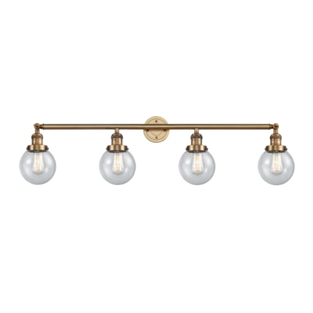 A large image of the Innovations Lighting 215-12-42 Beacon Vanity Brushed Brass / Seedy