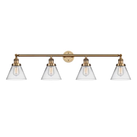 A large image of the Innovations Lighting 215 Large Cone Brushed Brass / Clear