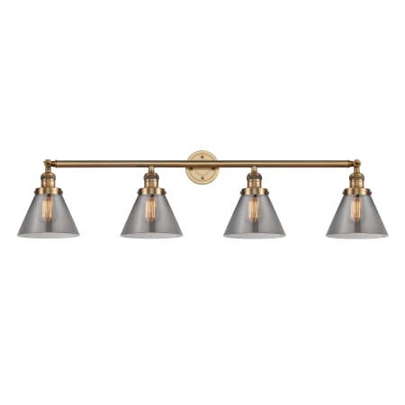 A large image of the Innovations Lighting 215 Large Cone Brushed Brass / Smoked