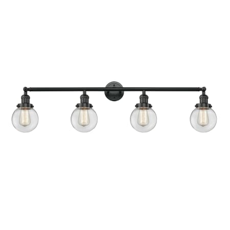 A large image of the Innovations Lighting 215-S-6 Beacon Matte Black / Clear