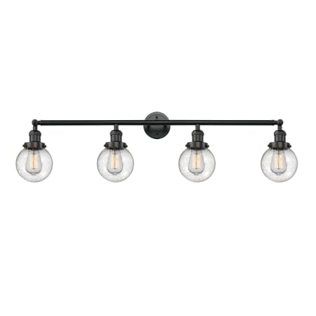 A large image of the Innovations Lighting 215-S-6 Beacon Matte Black / Seedy