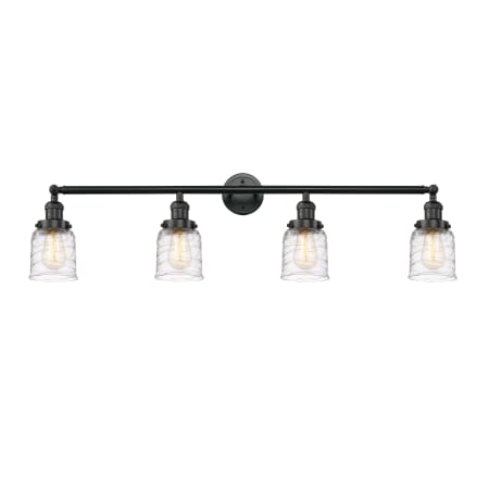 A large image of the Innovations Lighting 215-10-42 Bell Vanity Matte Black / Deco Swirl