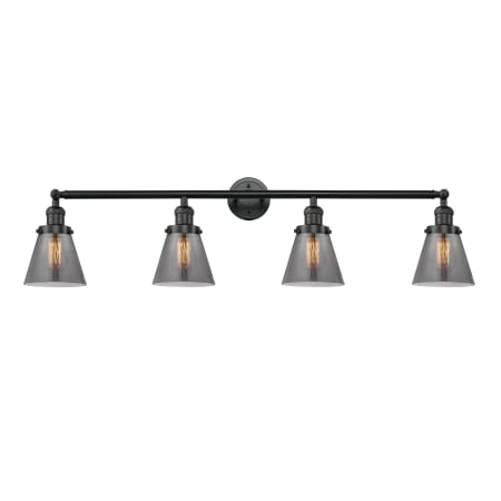 A large image of the Innovations Lighting 215-10-42 Cone Vanity Matte Black / Plated Smoke