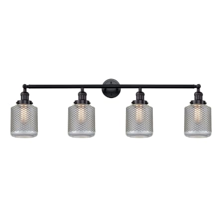 A large image of the Innovations Lighting 215-S Stanton Matte Black / Vintage Wire Mesh