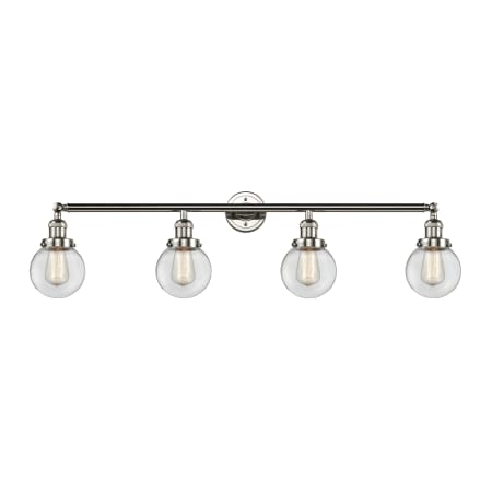 A large image of the Innovations Lighting 215-12-42 Beacon Vanity Polished Nickel / Clear