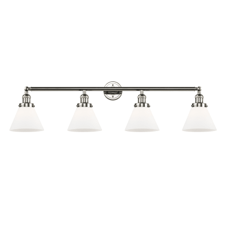 A large image of the Innovations Lighting 215 Large Cone Polished Nickel / Matte White Cased