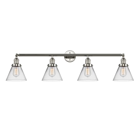 A large image of the Innovations Lighting 215 Large Cone Polished Nickel / Clear