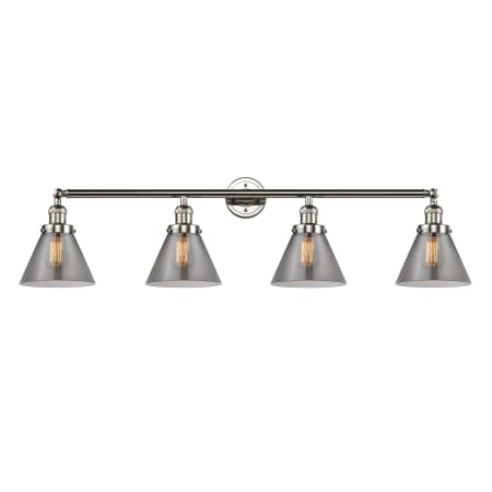 A large image of the Innovations Lighting 215 Large Cone Polished Nickel / Smoked