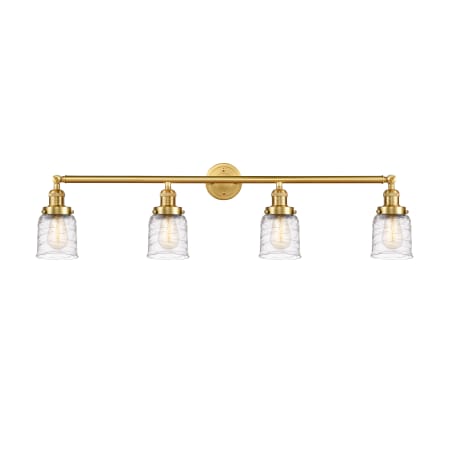 A large image of the Innovations Lighting 215-10-42 Bell Vanity Satin Gold / Deco Swirl