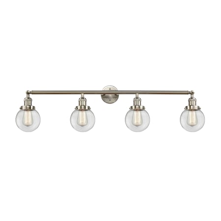 A large image of the Innovations Lighting 215-12-42 Beacon Vanity Brushed Satin Nickel / Clear