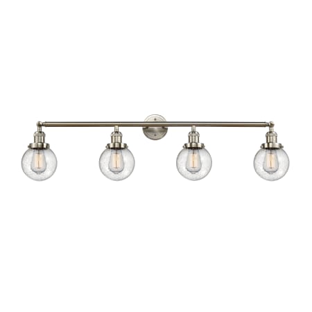 A large image of the Innovations Lighting 215-S-6 Beacon Brushed Satin Nickel / Seedy