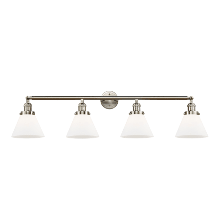 A large image of the Innovations Lighting 215 Large Cone Satin Brushed Nickel / Matte White Cased