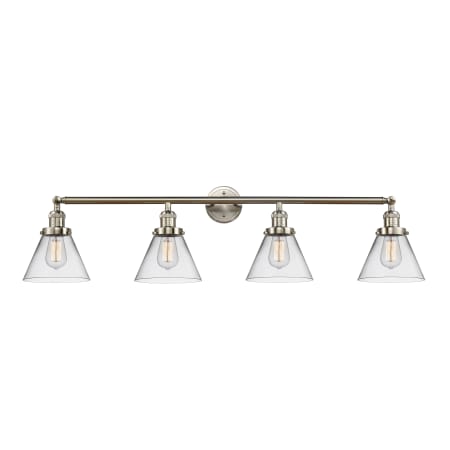 A large image of the Innovations Lighting 215 Large Cone Satin Brushed Nickel / Clear