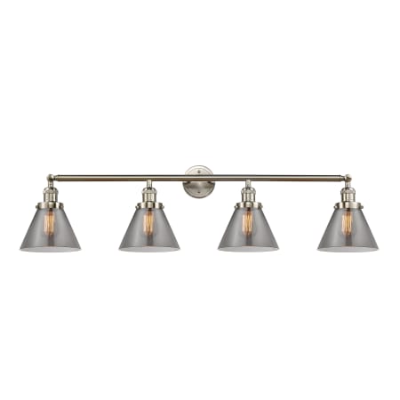 A large image of the Innovations Lighting 215 Large Cone Satin Brushed Nickel / Smoked