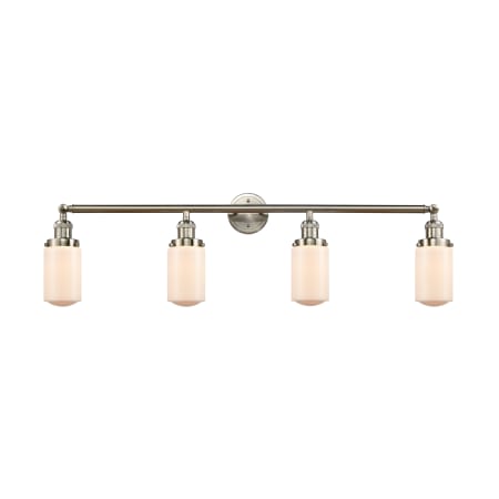 A large image of the Innovations Lighting 215 Dover Brushed Satin Nickel / Matte White Cased