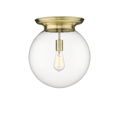A large image of the Innovations Lighting 221-1F-16-14 Beacon Flush Antique Brass / Clear